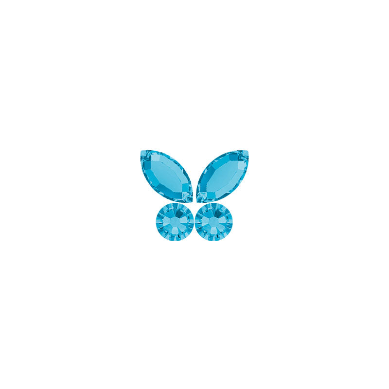 Big Aquamarine Crystal Butterfly Kit SS 7