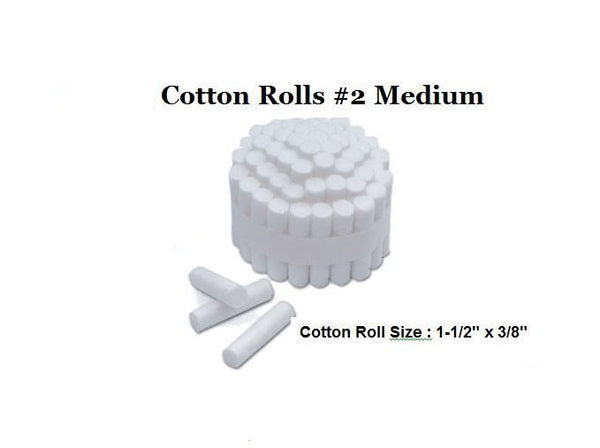 100 pcs Dental COTTON ROLLS #2 MEDIUM