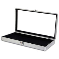 Glass Top Chrome Jewelry Case with 24 Jar Insert